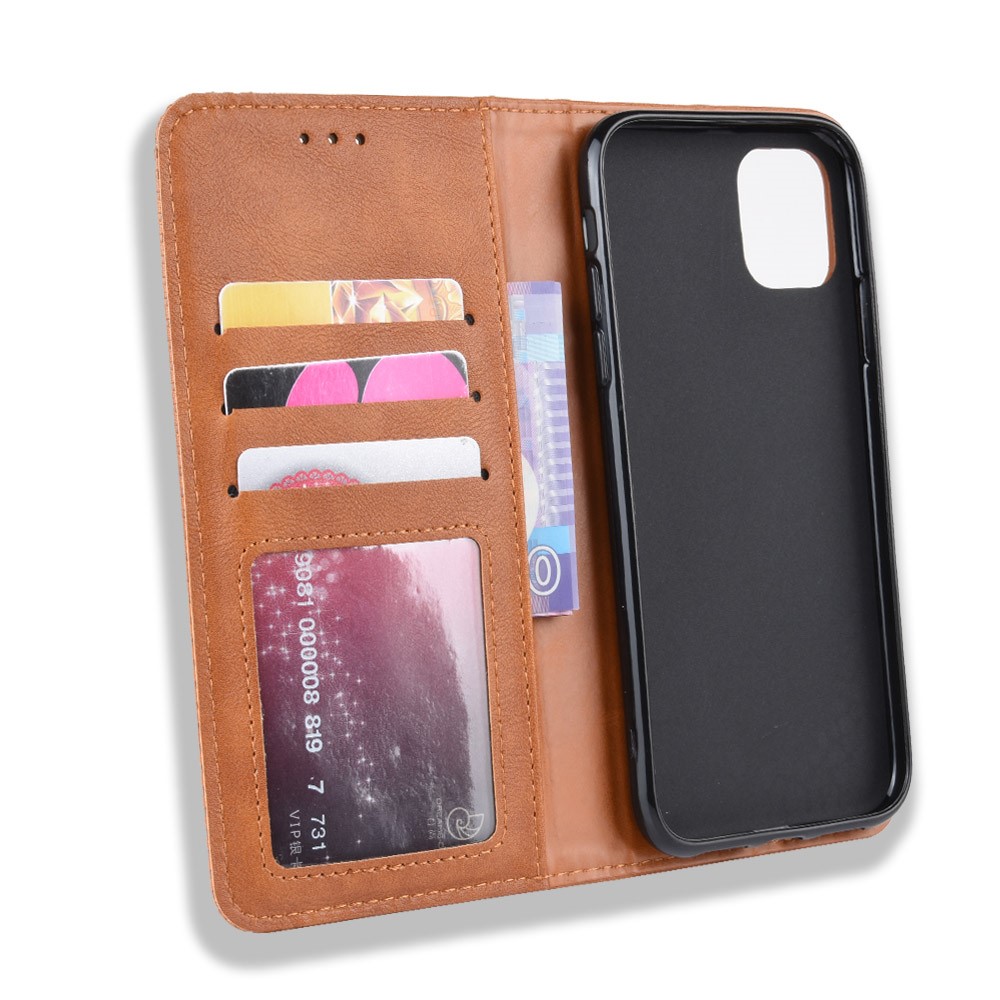 Auto-absorbed Retro PU Leather Cover for iPhone 12 5.4 inch - Brown-7