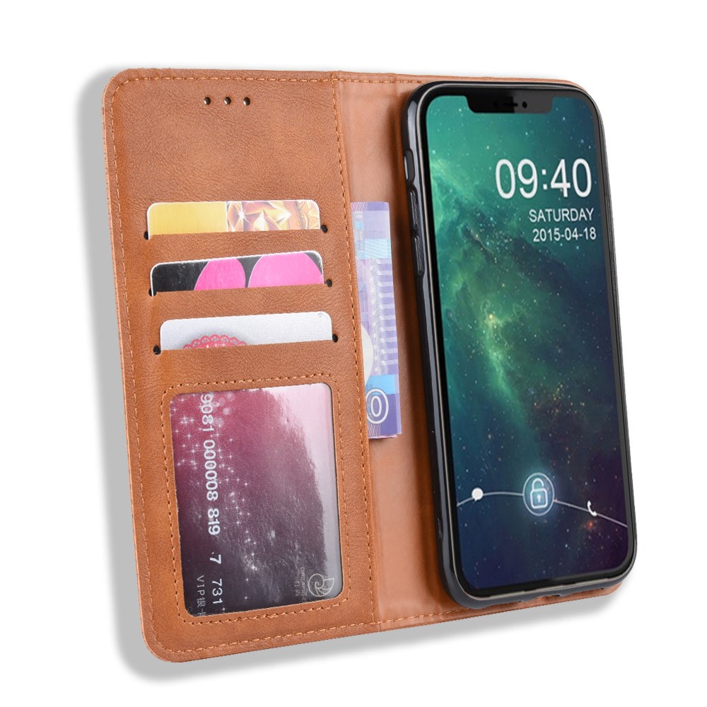 Auto-absorbed Retro PU Leather Cover for iPhone 12 5.4 inch - Brown-8