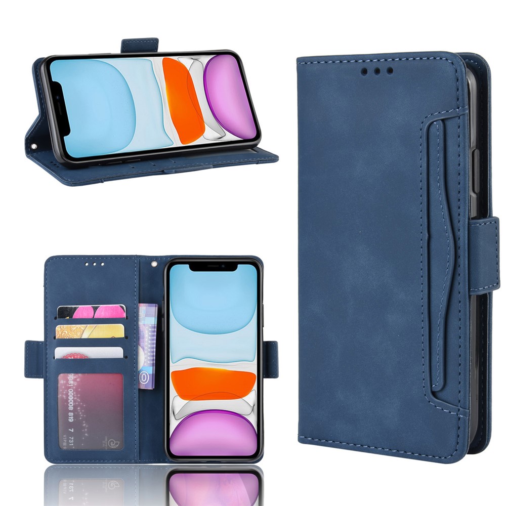 PU Leather with Multiple Card Slots Case Stylish Cover for iPhone 12 5.4 inch - Blue-1