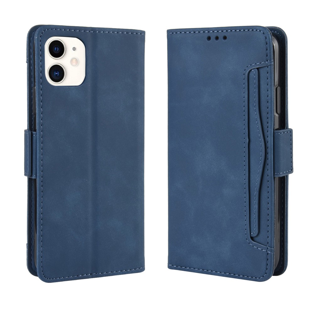 PU Leather with Multiple Card Slots Case Stylish Cover for iPhone 12 5.4 inch - Blue-2