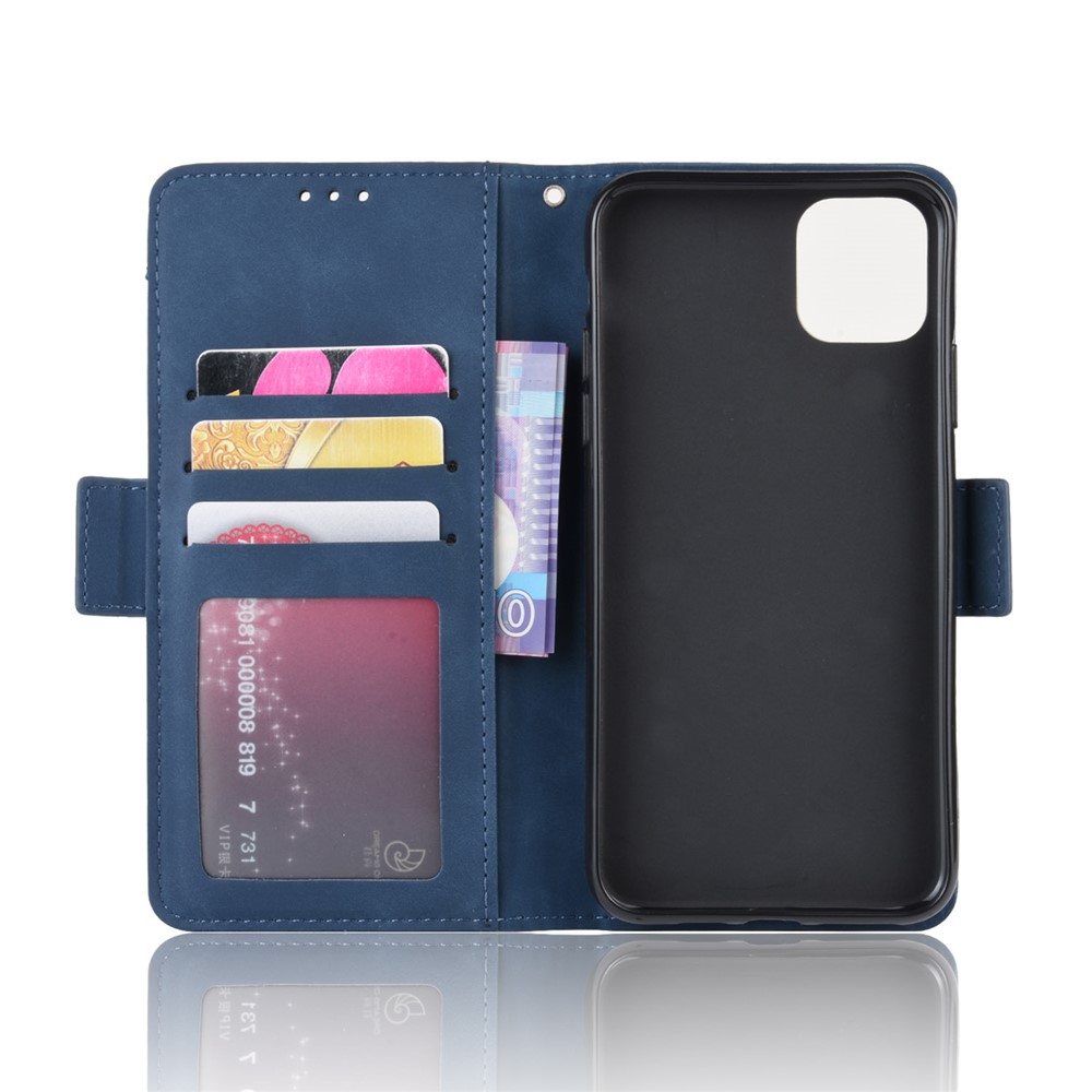 PU Leather with Multiple Card Slots Case Stylish Cover for iPhone 12 5.4 inch - Blue-4