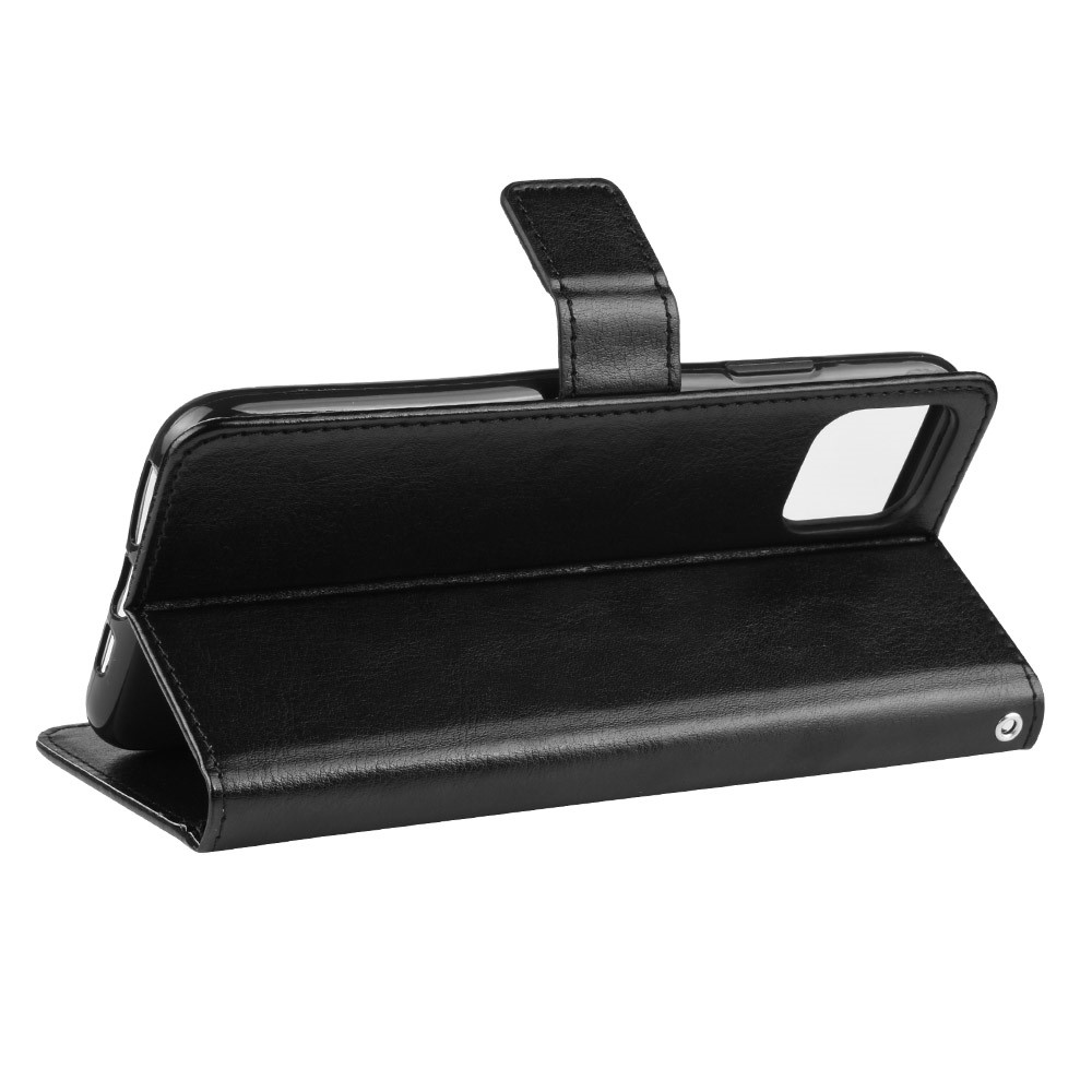 Cáscara de Cuero de Piel de Caballo Loco Con Correa Para Iphone 12 Mini - Negro-6