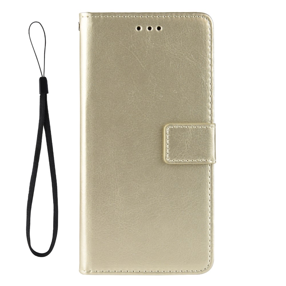 Crazy Horse Skin Leather Shell with Strap for iPhone 12 mini - Gold-4