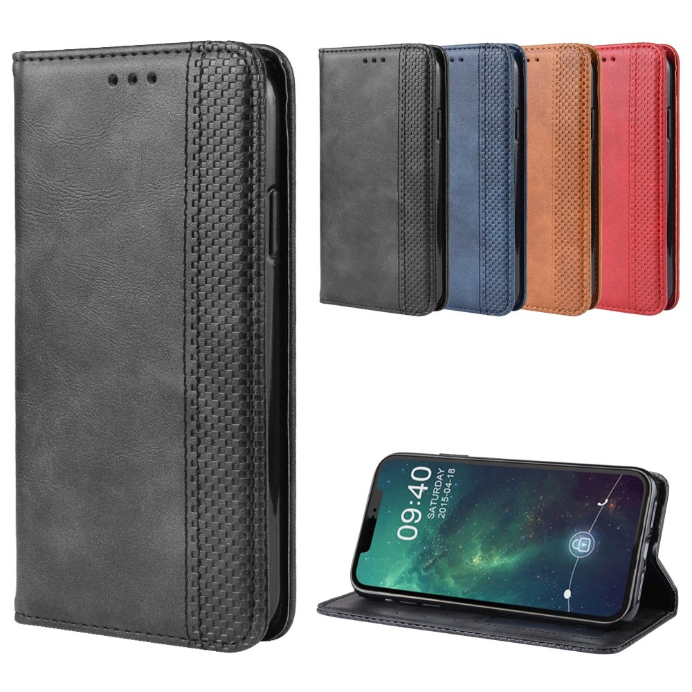 Retro Skin Wallet Leather Stand Case for iPhone 12 Pro 6.1 inch - Black-9