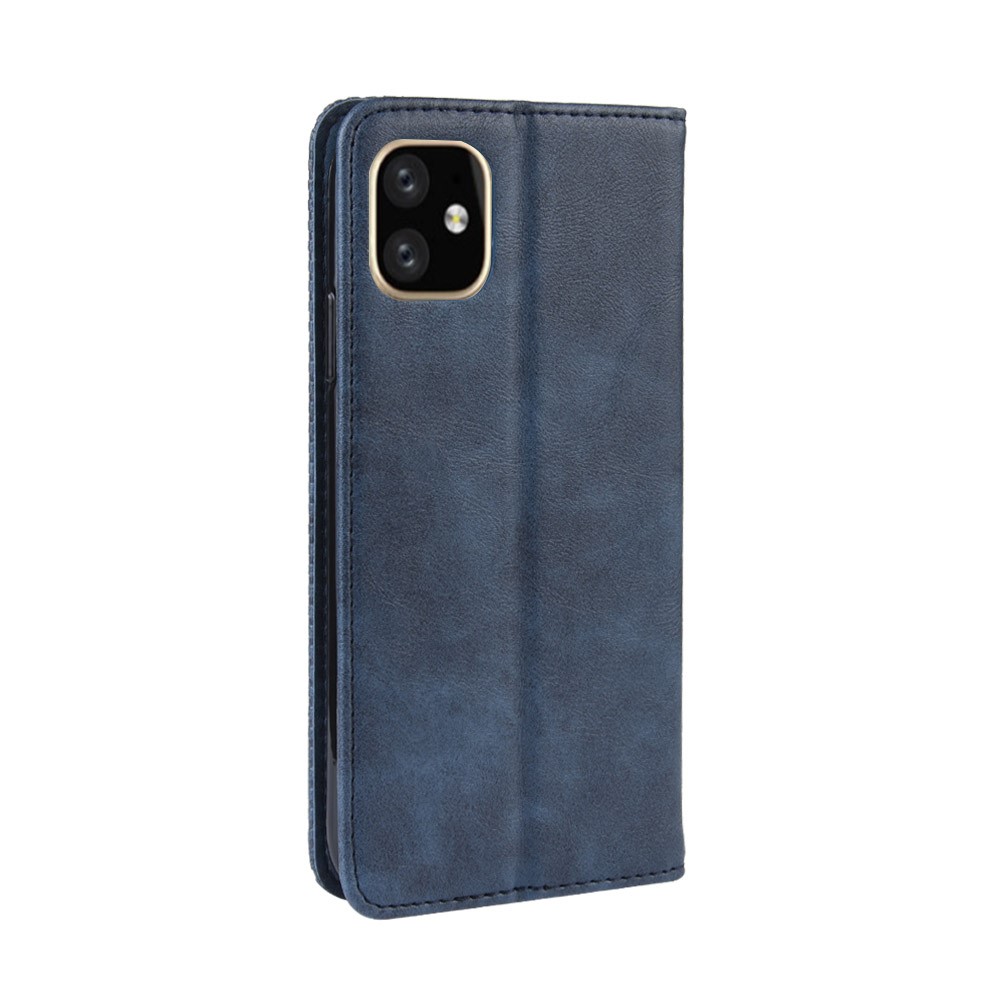 Retro Skin Wallet Leather Stand Case Para Iphone 12 Pro 6.1 Pulgadas - Azul-7