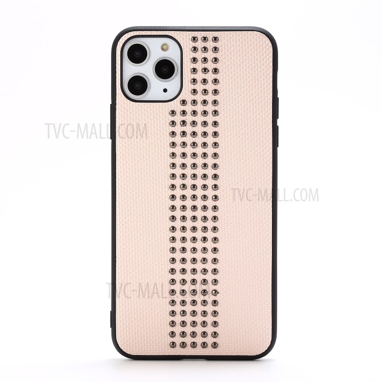 Rivet Style PU Leather Coated TPU PC Hybrid Case for iPhone 11 Pro 5.8 inch - Beige-1