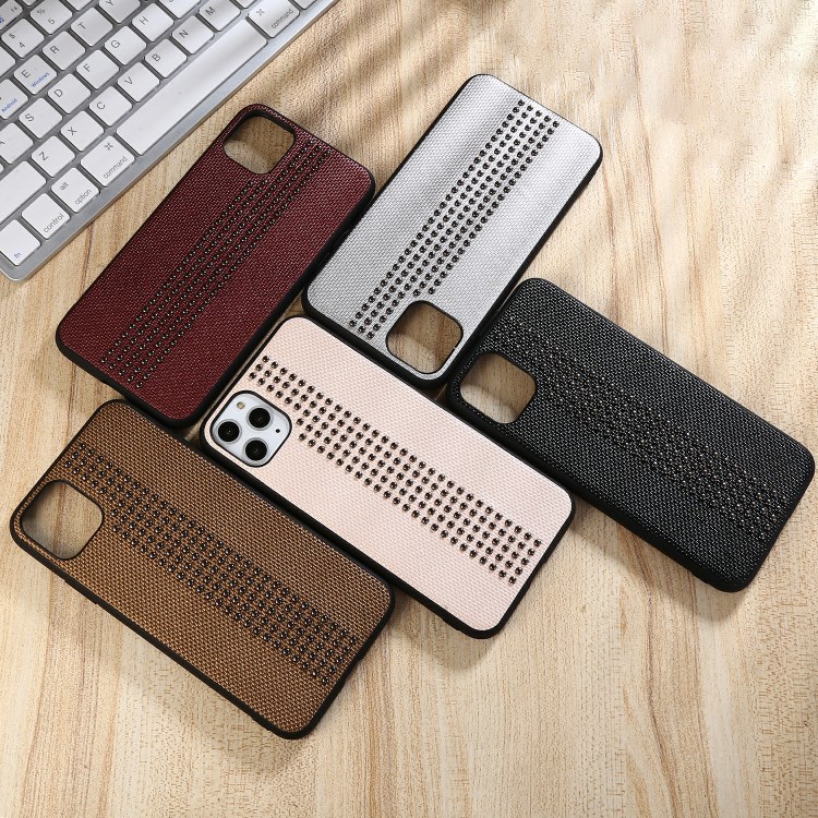 Style Rivet Cuir Enduit PU Cas Hybride TPU PC Pour IPhone Pro 11 Pouces 5,8 - Beige-13