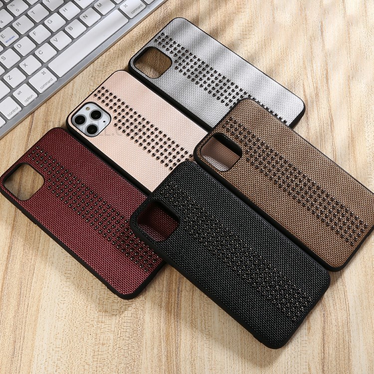 Style Rivet Cuir Enduit PU Cas Hybride TPU PC Pour IPhone Pro 11 Pouces 5,8 - Beige-14