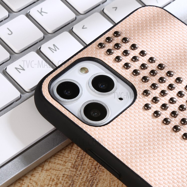 Style Rivet Cuir Enduit PU Cas Hybride TPU PC Pour IPhone Pro 11 Pouces 5,8 - Beige-6