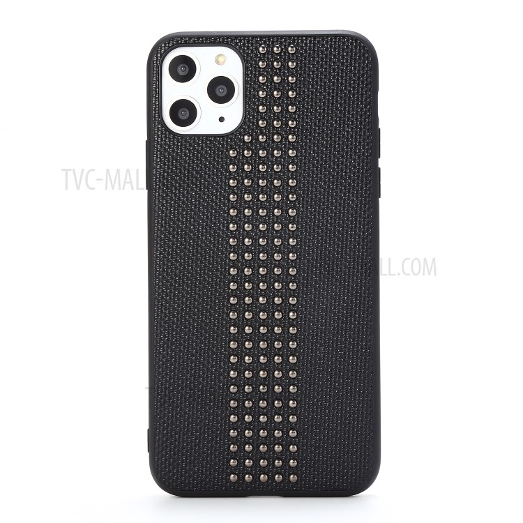 Rivet Style PU Leather Coated TPU PC Hybrid Case for iPhone 11 Pro 5.8 inch - Black-1