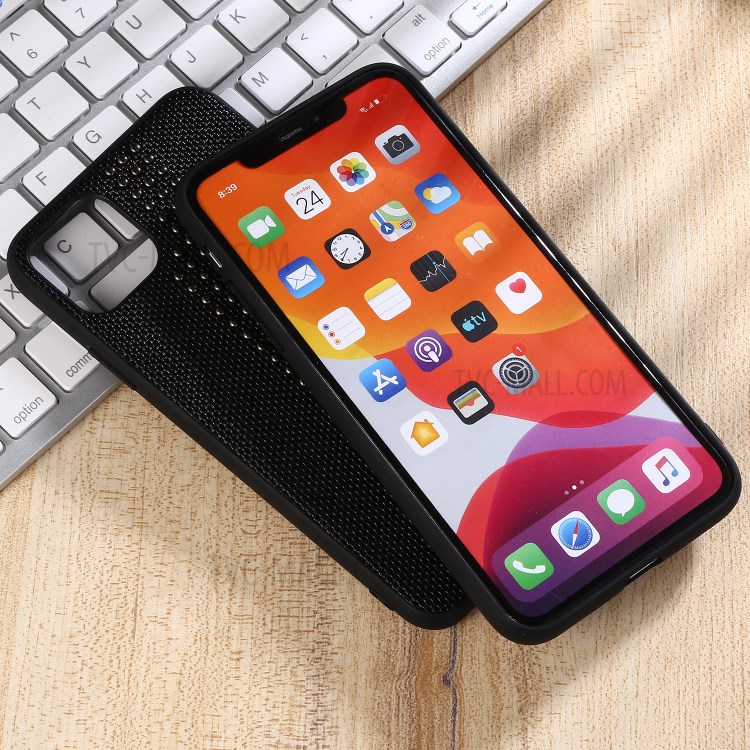 Rivet Style PU Leather Coated TPU PC Hybrid Case for iPhone 11 Pro 5.8 inch - Black-3