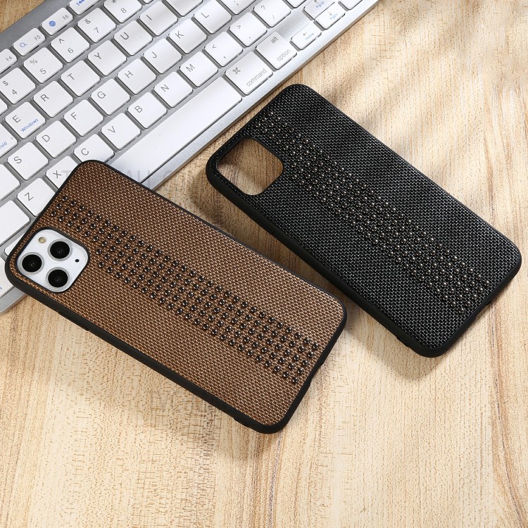 Rivet Style PU Leather Coated TPU PC Hybrid Case for iPhone 11 Pro 5.8 inch - Black-4