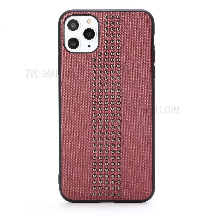 Rivet Style PU Leather Coated TPU PC Hybrid Case for iPhone 11 Pro 5.8 inch - Wine Red-1