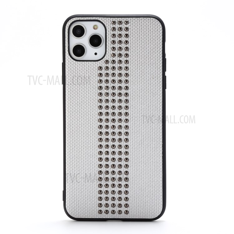Rivet Style PU Leather Coated TPU PC Combo Case for iPhone 11 Pro Max 6.5 inch - Grey-1