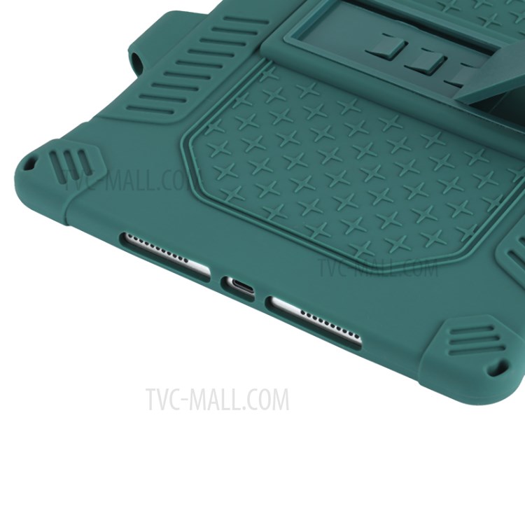 Shock Proof Silicone Tablet Protective Cover with PC Kickstand and Shoulder Strap for iPad 10.2 (2019) / iPad Air 10.5 inch (2019) - Green-12