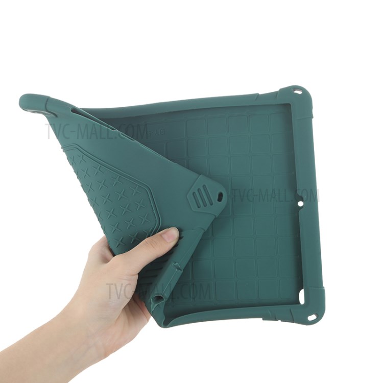 Shock Proof Silicone Tablet Protective Cover with PC Kickstand and Shoulder Strap for iPad 10.2 (2019) / iPad Air 10.5 inch (2019) - Green-16