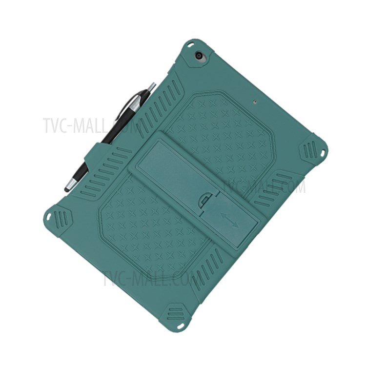 Shock Proof Silicone Tablet Protective Cover with PC Kickstand and Shoulder Strap for iPad 10.2 (2019) / iPad Air 10.5 inch (2019) - Green-4