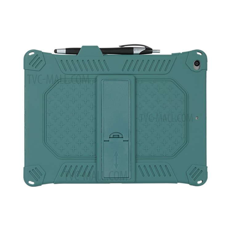 Shock Proof Silicone Tablet Protective Cover with PC Kickstand and Shoulder Strap for iPad 10.2 (2019) / iPad Air 10.5 inch (2019) - Green-5