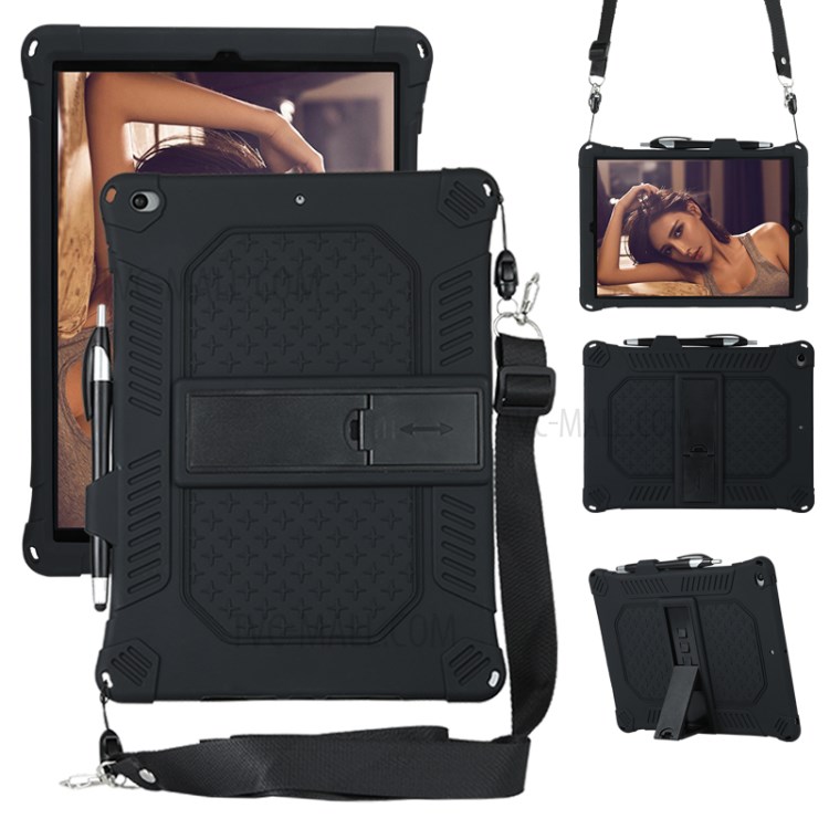 Antiurto Coperchio Di Protezione Tablet Silicone Con PC Cavalletto E Tracolla Per Ipad 10.2 (2019) / ipad aria 10,5 pollici (2019) - Nero-1