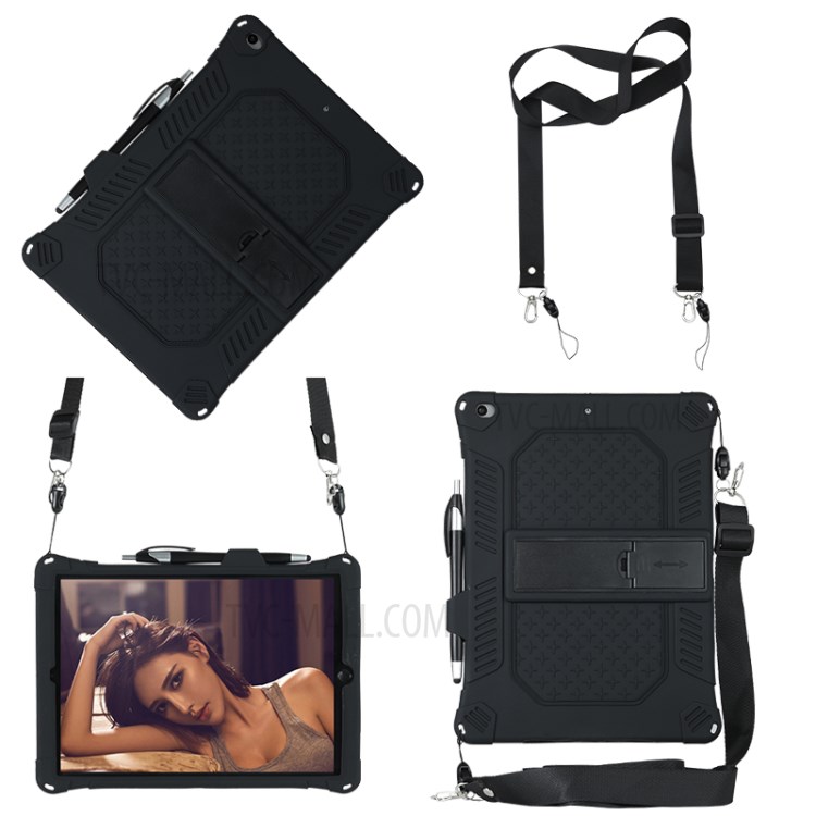 Antiurto Coperchio Di Protezione Tablet Silicone Con PC Cavalletto E Tracolla Per Ipad 10.2 (2019) / ipad aria 10,5 pollici (2019) - Nero-3