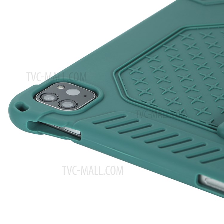 Shock Proof Silicone Tablet Protective Cover with PC Kickstand and Shoulder Strap for iPad Pro 11-inch (2020) - Green-15