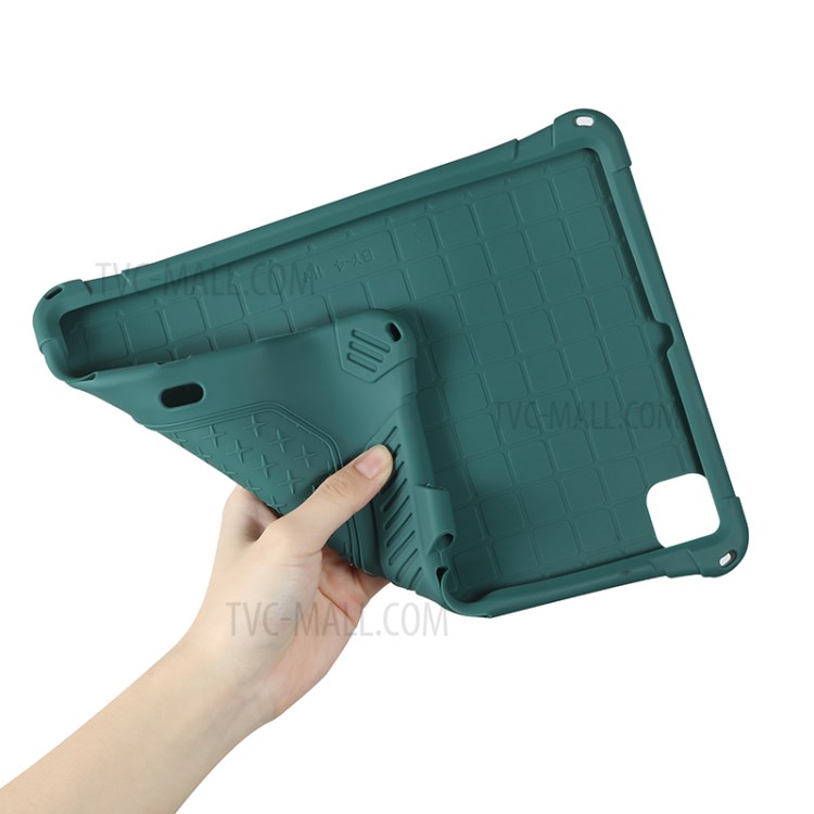 Shock Proof Silicone Tablet Protective Cover with PC Kickstand and Shoulder Strap for iPad Pro 11-inch (2020) - Green-16
