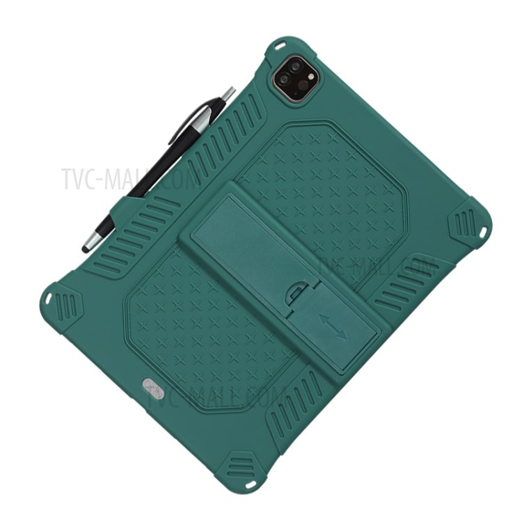 Shock Proof Silicone Tablet Protective Cover with PC Kickstand and Shoulder Strap for iPad Pro 11-inch (2020) - Green-4