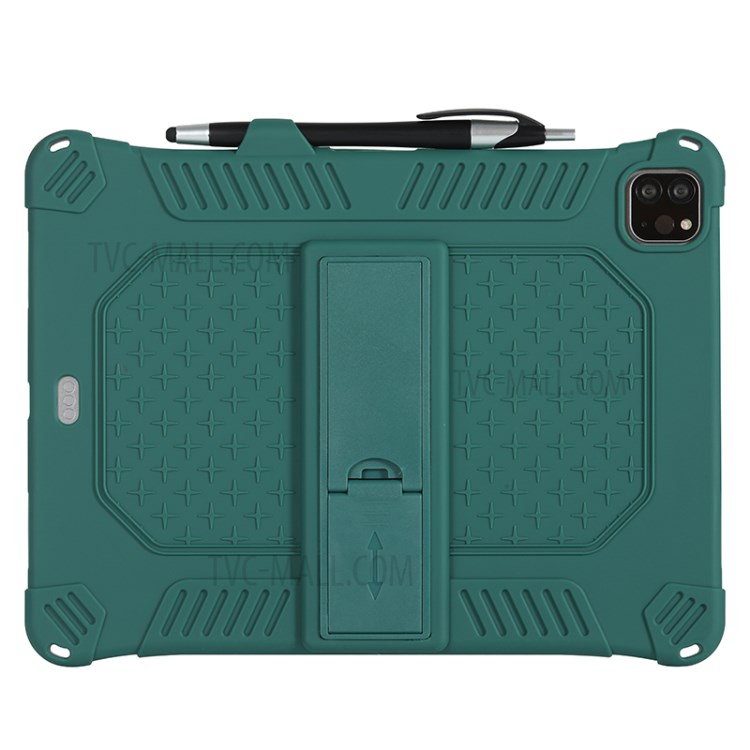 Shock Proof Silicone Tablet Protective Cover with PC Kickstand and Shoulder Strap for iPad Pro 11-inch (2020) - Green-5