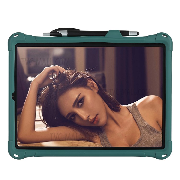Shock Proof Silicone Tablet Protective Cover with PC Kickstand and Shoulder Strap for iPad Pro 11-inch (2020) - Green-6