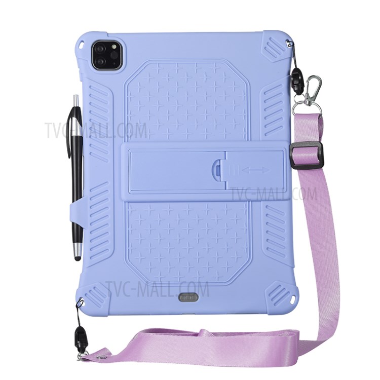 Shock Proof Silicone Tablet Protective Cover with PC Kickstand and Shoulder Strap for iPad Pro 11-inch (2020) - Purple-8