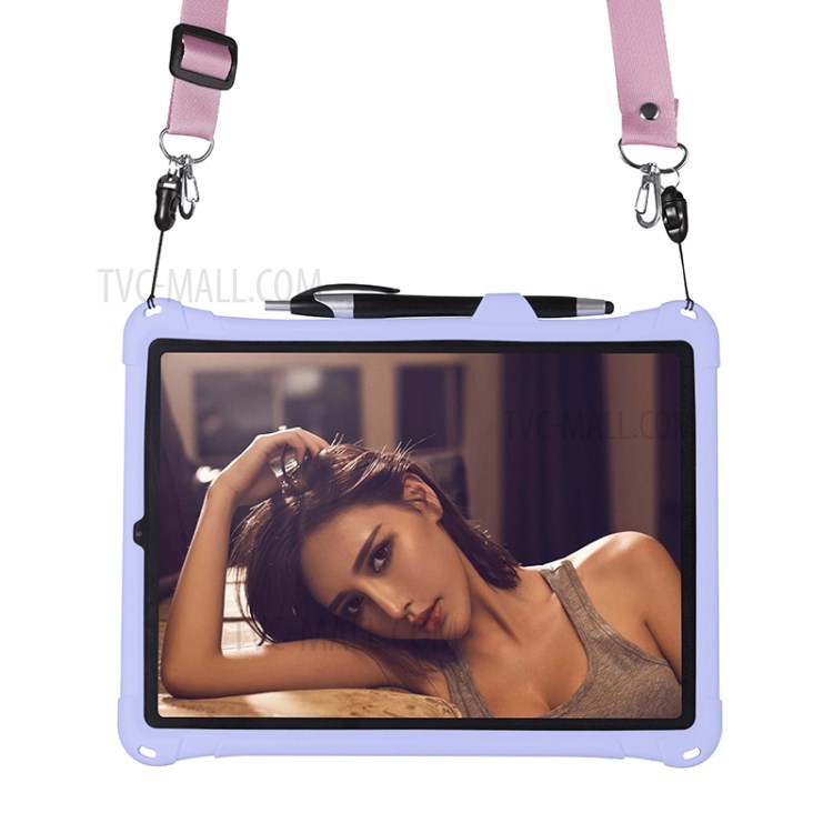Shock Proof Silicone Tablet Protective Cover with PC Kickstand and Shoulder Strap for iPad Pro 11-inch (2020) - Purple-9