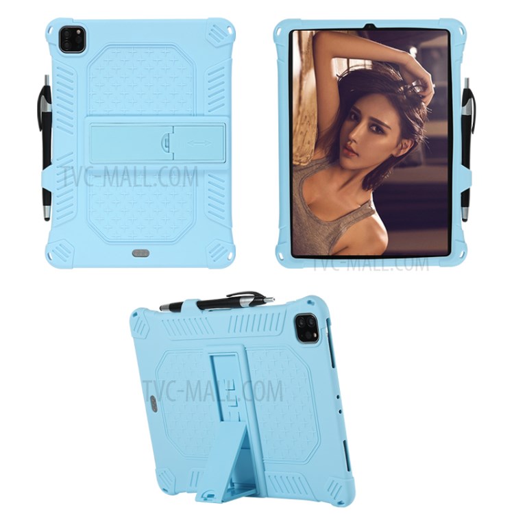 Shock Proof Silicone Tablet Protective Cover with PC Kickstand and Shoulder Strap for iPad Pro 11-inch (2020) - Baby Blue-2
