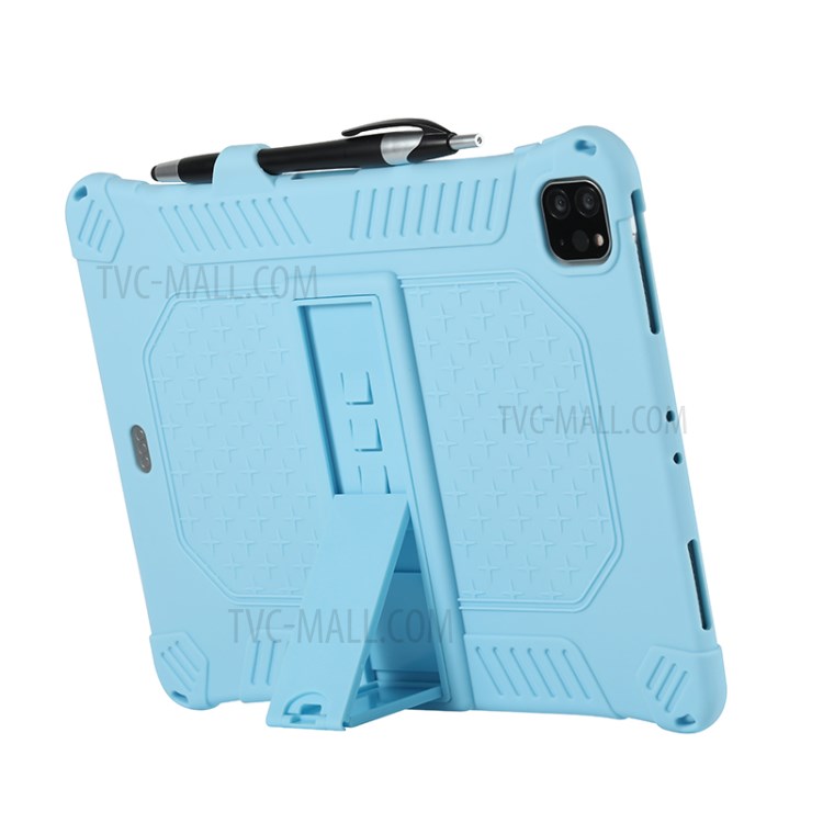 Shock Proof Silicone Tablet Protective Cover with PC Kickstand and Shoulder Strap for iPad Pro 11-inch (2020) - Baby Blue-7