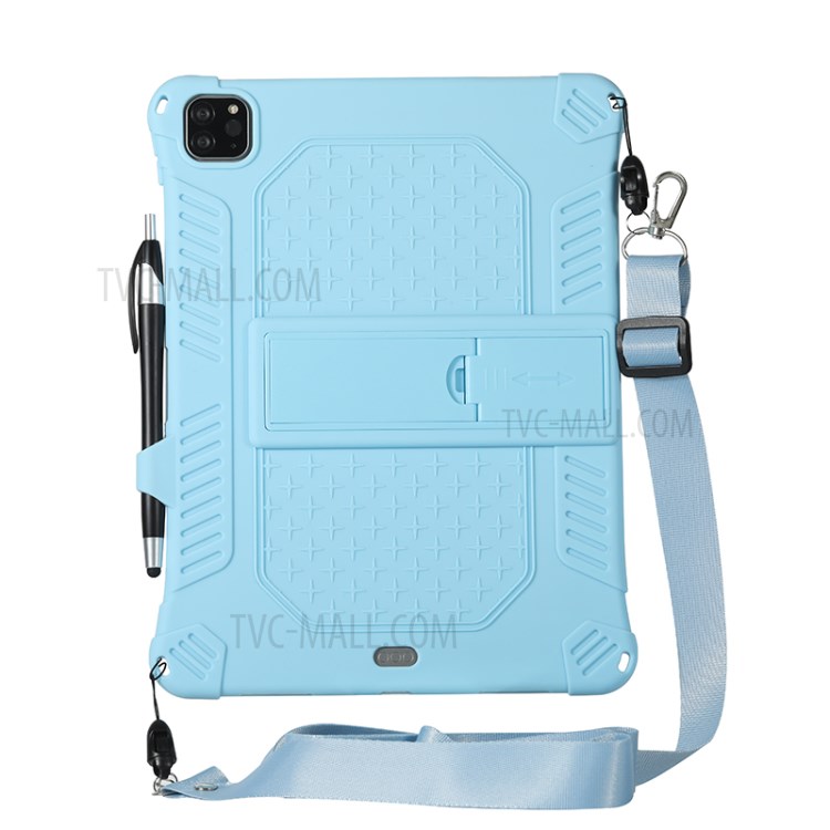 Shock Proof Silicone Tablet Protective Cover with PC Kickstand and Shoulder Strap for iPad Pro 11-inch (2020) - Baby Blue-8