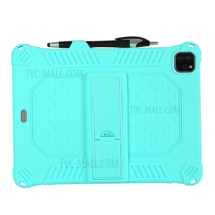 Shock Proof Silicone Tablet Protective Cover with PC Kickstand and Shoulder Strap for iPad Pro 11-inch (2020) - Cyan-5