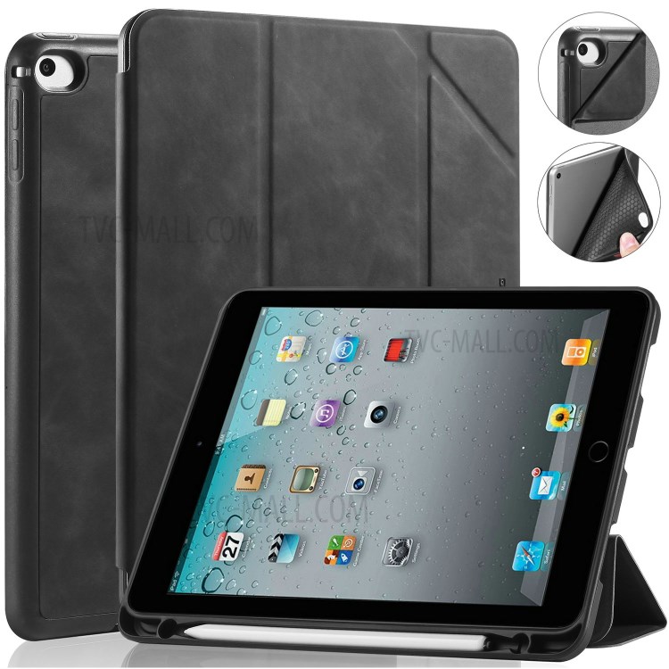 Dg. Ming Ver la Serie Auto Wake & Case de Teléfono de Cuero Para Dormir Para Apple Ipad Mini (2019) 7.9 Pulgadas / iPad mini 4 - Negro