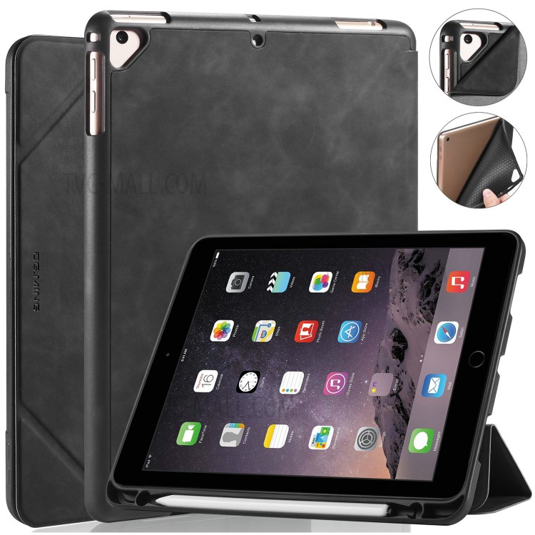 DG. MING Voir Série Sillage Automatique & Cas De Téléphone En Cuir De Sommeil Pour Apple IPad 9,7 Pouces (2018) / IPad De 9,7 Pouces (2017) - Noir-1
