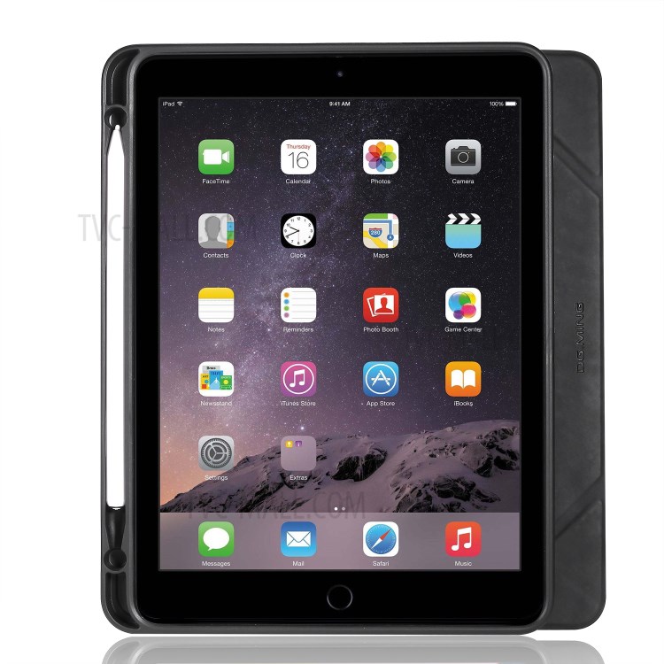 DG. MING Voir Série Sillage Automatique & Cas De Téléphone En Cuir De Sommeil Pour Apple IPad 9,7 Pouces (2018) / IPad De 9,7 Pouces (2017) - Noir-14