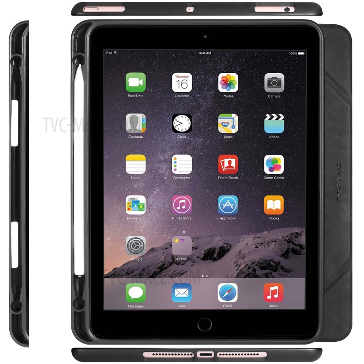 DG. MING Voir Série Sillage Automatique & Cas De Téléphone En Cuir De Sommeil Pour Apple IPad 9,7 Pouces (2018) / IPad De 9,7 Pouces (2017) - Noir-24