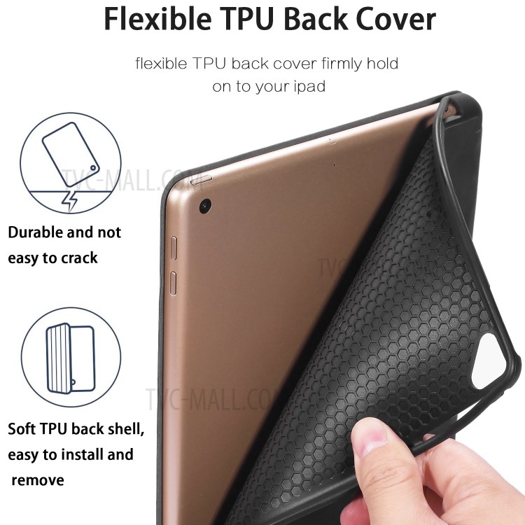 DG. MING Voir Série Sillage Automatique & Cas De Téléphone En Cuir De Sommeil Pour Apple IPad 9,7 Pouces (2018) / IPad De 9,7 Pouces (2017) - Noir-4