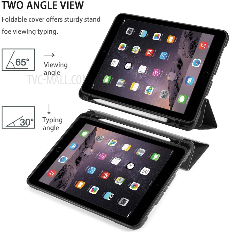 DG. MING Voir Série Sillage Automatique & Cas De Téléphone En Cuir De Sommeil Pour Apple IPad 9,7 Pouces (2018) / IPad De 9,7 Pouces (2017) - Noir-5