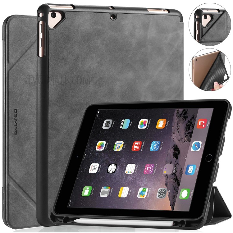 DG.MING See Series Auto Wake & Sleep Leather Phone Case for Apple iPad 9.7-inch (2018)/iPad 9.7-inch (2017) - Grey-1