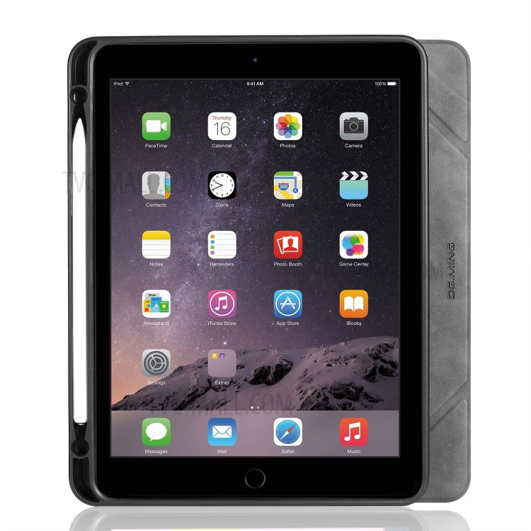 DG.MING See Series Auto Wake & Sleep Leather Phone Case for Apple iPad 9.7-inch (2018)/iPad 9.7-inch (2017) - Grey-14