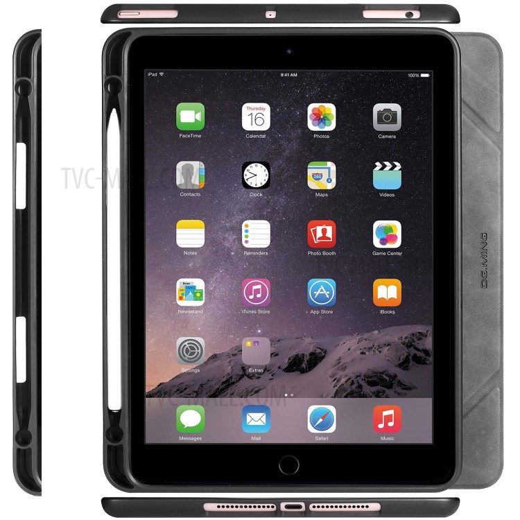 DG.MING See Series Auto Wake & Sleep Leather Phone Case for Apple iPad 9.7-inch (2018)/iPad 9.7-inch (2017) - Grey-17