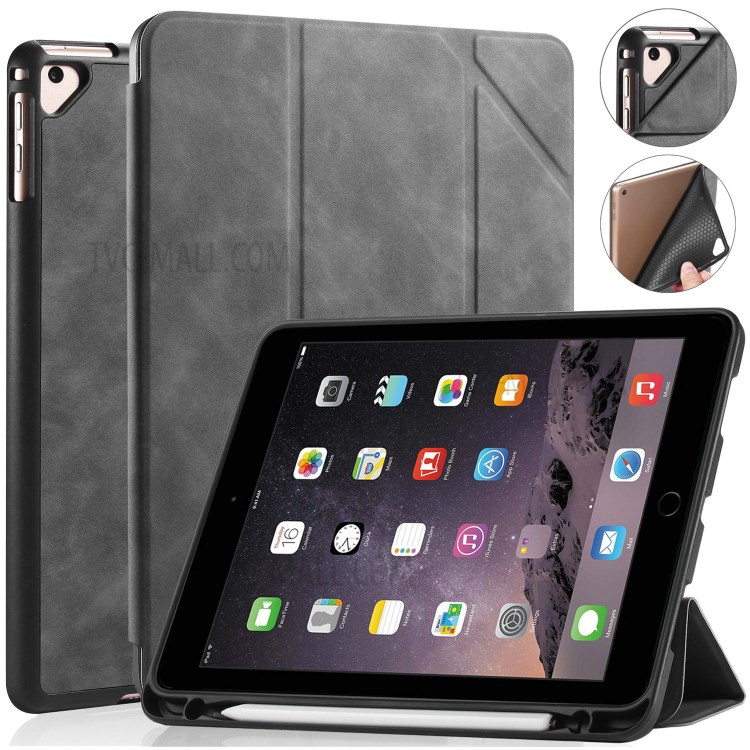 DG.MING See Series Auto Wake & Sleep Leather Phone Case for Apple iPad 9.7-inch (2018)/iPad 9.7-inch (2017) - Grey-19