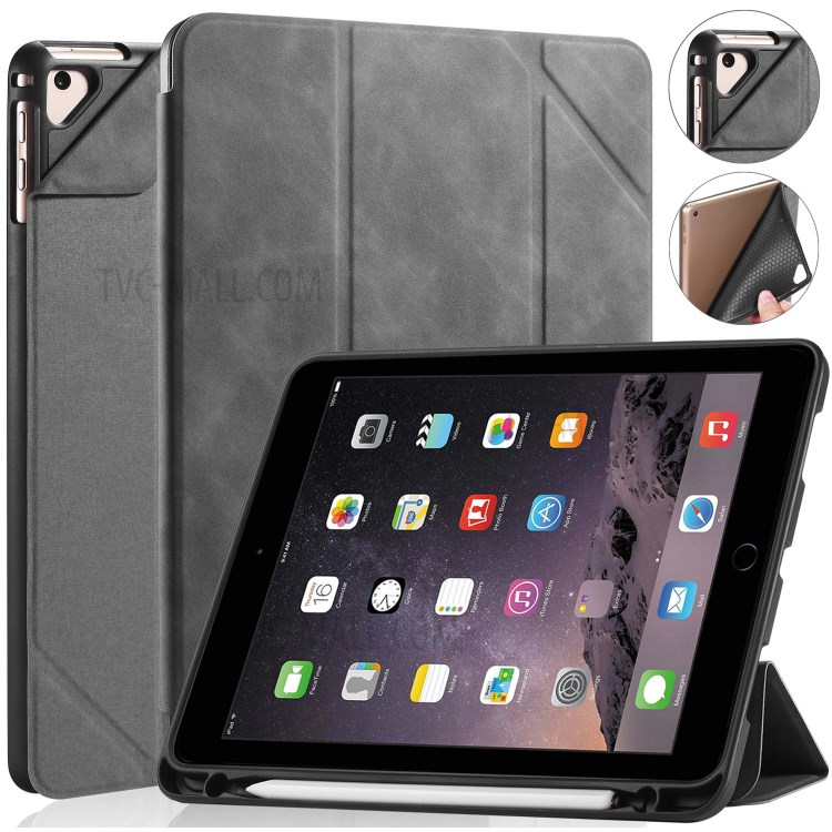 DG.MING See Series Auto Wake & Sleep Leather Phone Case for Apple iPad 9.7-inch (2018)/iPad 9.7-inch (2017) - Grey-20
