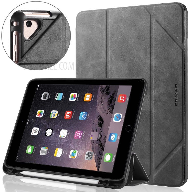 DG.MING See Series Auto Wake & Sleep Leather Phone Case for Apple iPad 9.7-inch (2018)/iPad 9.7-inch (2017) - Grey-21