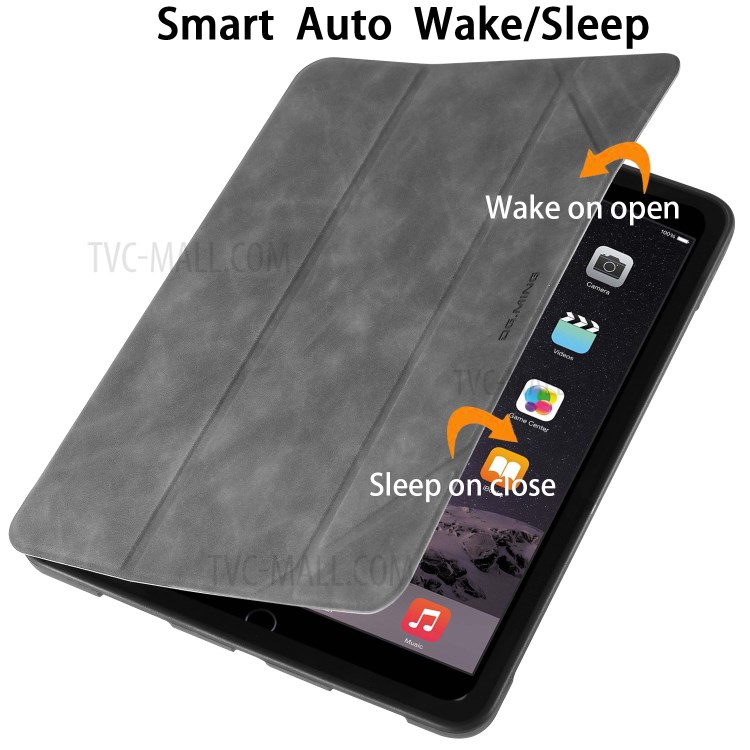 DG.MING See Series Auto Wake & Sleep Leather Phone Case for Apple iPad 9.7-inch (2018)/iPad 9.7-inch (2017) - Grey-3