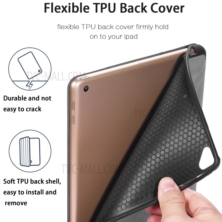 DG.MING See Series Auto Wake & Sleep Leather Phone Case for Apple iPad 9.7-inch (2018)/iPad 9.7-inch (2017) - Grey-4