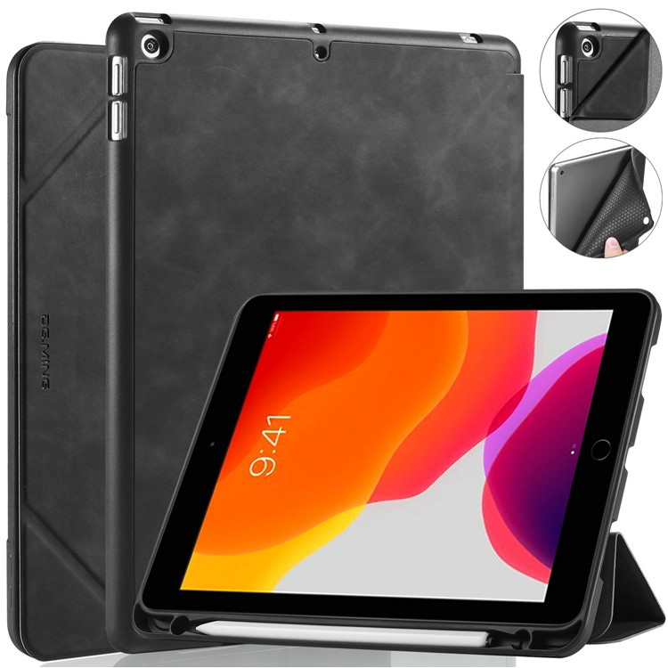 Дг. Ming См. Серия Case Auto Wake & Оболочка Кожи Для Сна Для Ipad 10.2 (2021)/(2020)/(2019) - Черный